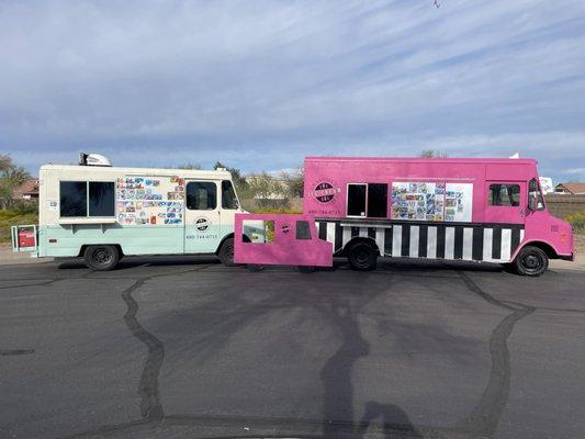 We have two trucks to serve your next party or event. We even made a small wooden truck for a party in our local neighborhood.