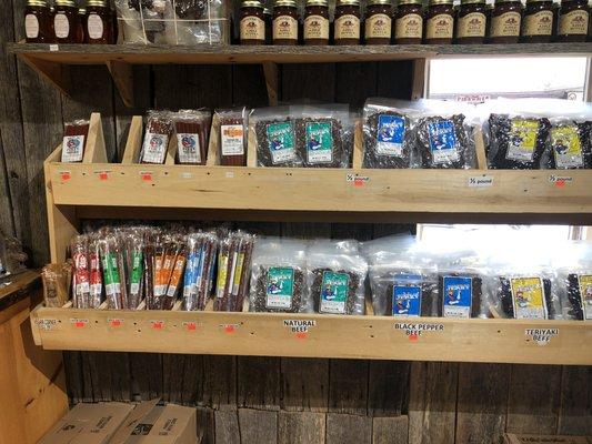 We have vegan jerky, different varieties of sticks and more flavors of beef jerky