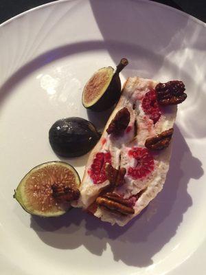 Strawberry crepe and fig dessert