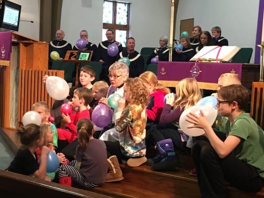 A typical children's sermon with lots of fun and relevant interaction.