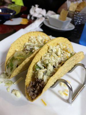 Hard shell ground beef tacos