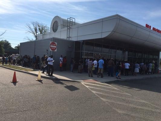 F this place. 9am Saturday after 1hr wait. Less than half way thru this line outside building and more to come inside. Tax dollars at work!