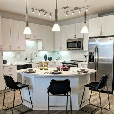 Modern gourmet kitchen located at prestigious La Cantera property