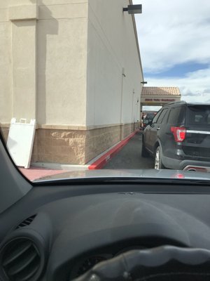 8 cars waiting (10 minute wait, inside, to speak to pharmacist).