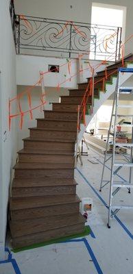 Solid oak staircase refinishing