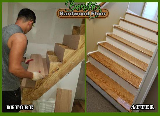 Installation of hardwood floor to stairs