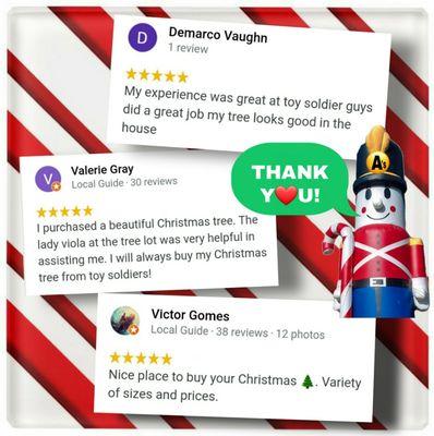 5 Star Reviews for A's Toy Soldier Christmas Trees