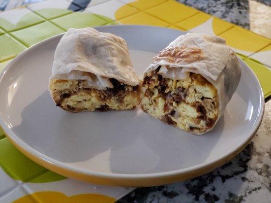 Chorizo Breakfast Burrito, no beans