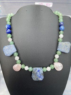 Lapis Lazuli, Green Aventurine and Rose Quartz necklace.