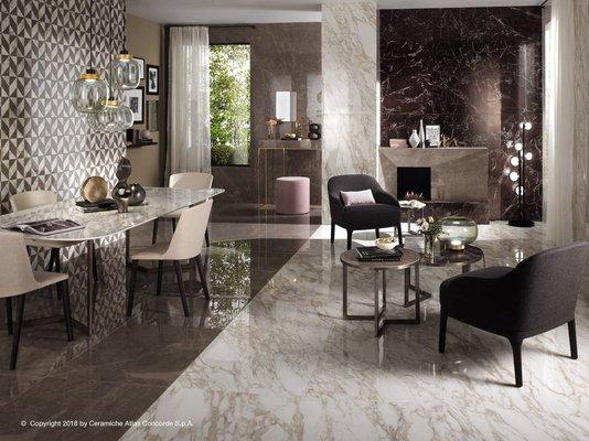 Marble-effect porcelain tile