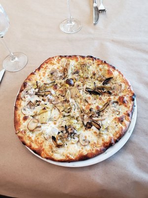 Funghi Pizza, with our special Mushroom leek blend