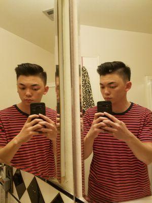 A little longer on top. Faded straight up (not rounded). These Korean ladies don't disappoint. Thank you Jenny ajumma!