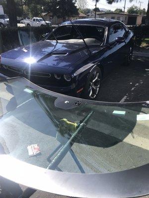 Dodge Challenger getting new windshield  Follow us ig @chicoautoglass