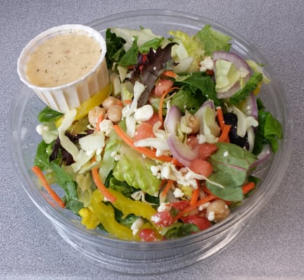 The Greek Salad.... with a ton of salad dressing on the side...!