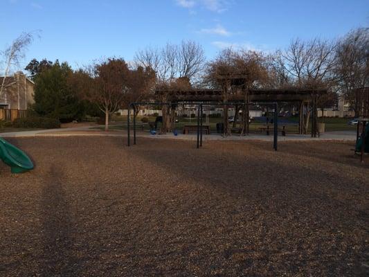 Picnic tables.