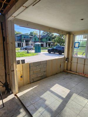 Block installation and floor prepped to be raised.