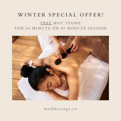 Winter special offer won't last long! Book your massage today.