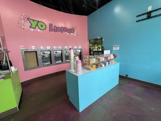 So cute! Toppings and yogurt stations