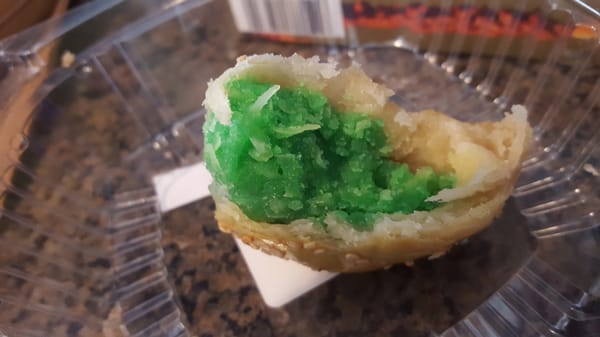 Pandan and coconut manju!