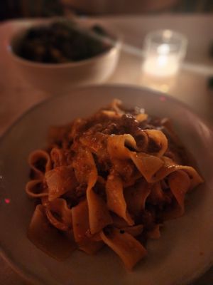 Tagliatelle and Crispy Brussels Sprouts