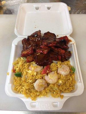 Shrimp fried rice w Boneless Spare Ribs