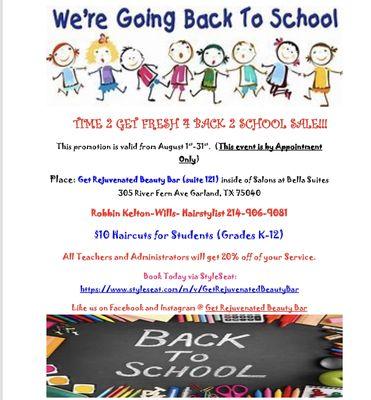 Back to school special from Aug 1st-31st.