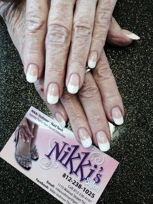 Pink and white sculptured Tammy Taylor n nails