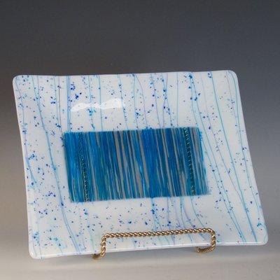 Blue Rain Plate Fused Glass Plate