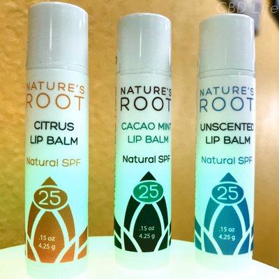 Natures Root Lip Balms are 25mg each in a variety of flavors.