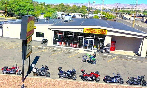 Front of motorcycle accessories shop