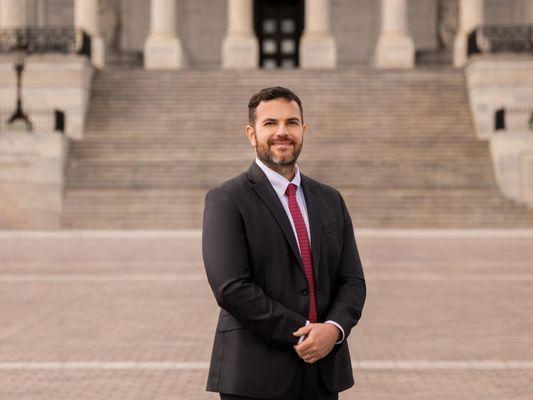 Brendan Garcia in front of US Capitol Steps