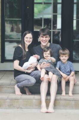 Dr. West with his wife, Samantha, and 3 children, Torben, Lucia, and Linnea