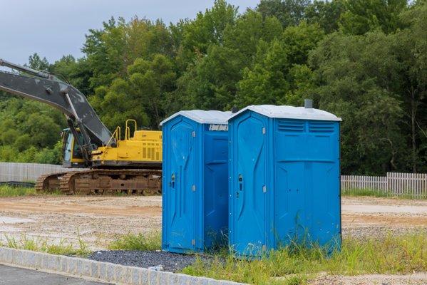 porta pottys in a construction zone