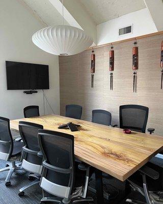 42"x103" live-edge Camphor conference table we made for 50+1 Strategies LLC in Oakland www.50p1.com