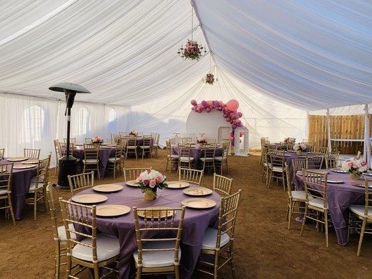 All white tent draping