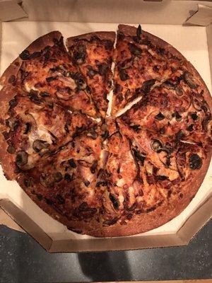 This burnt, dried, flavorless and chewy cardboard is what was served to me from Pizza Hut.