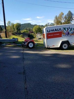 All kinds of trucks and trailers of U-Haul