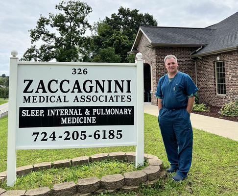 All appointments are scheduled with Dr. Rob Zaccagnini, M.D., pictured in front of his private practice office.