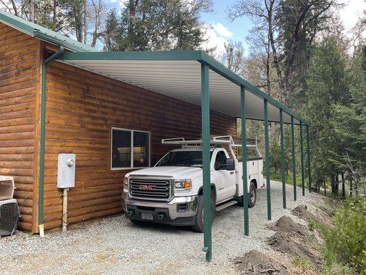 Metal attached carport