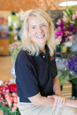 Becca Cady has owned Flower Works for more than 30 years and still passionately designs floral creations, keeping with the times and trends.