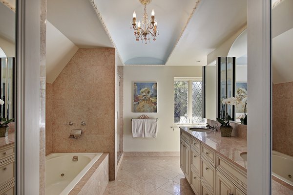 Master Bath: Tile selection, marble counter tops, and decorative molding design with install.