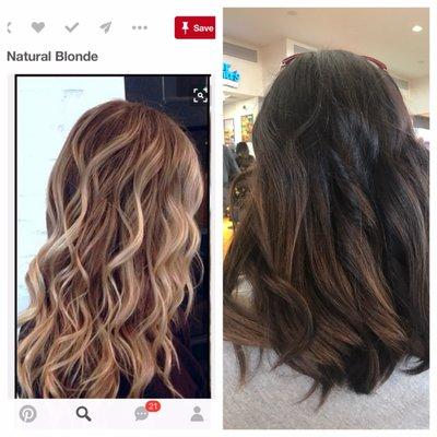 $30 for beach waves the pic I showed her vs what I got! Horrible never again!