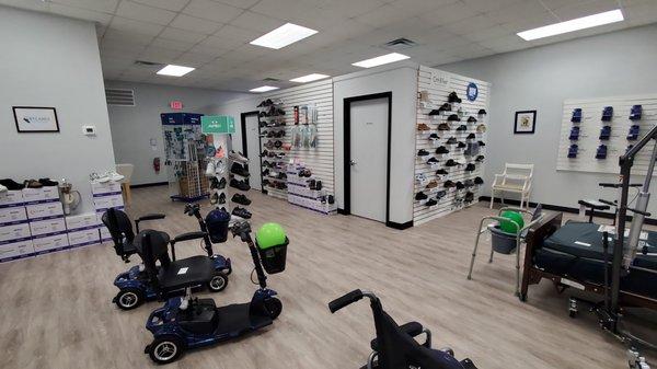 Scooters and many orthopedic and diabetic shoes to choose from.