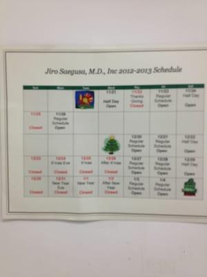 Holiday Season Calendar