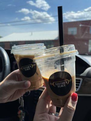 Iced vanilla cold brew, iced macchiato