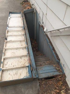 These basement stairs aren't quite up to modern standards...