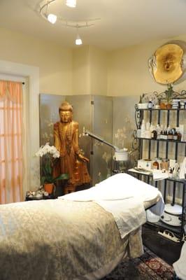 One of the relaxing facial/massage rooms