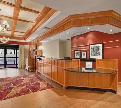 All of the High Hotels properties are exceptionally cared for. Lobby of the Hampton Inn by Hilton in Middletown, NY.