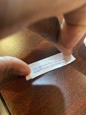 Sunday, 21 May 2023 - fortune cookie quote at Han Chinese Kabob & Grill restaurant