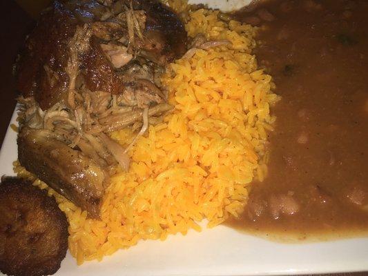 $8.00 Lunch Special- Pernil w/ Rice & Beans